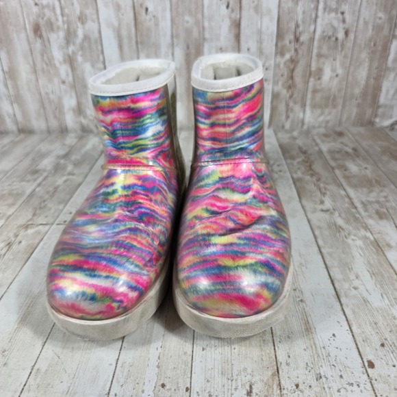 UGG Classic Clear Mini Rainbow Stripe Boots Womens‎ US 6 Colorful Boots - Picture 4 of 8
